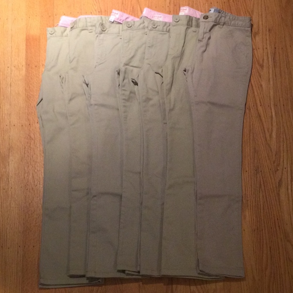 7 Pairs Girls Tan School Uniform Pants. Size 14.
